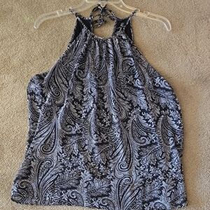 Black and White Paisley Halter Blouse